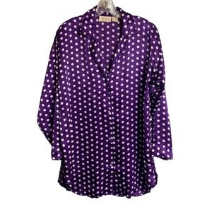 Victoria’s Secret Purple FAUX SILK SOFT Polka Dot Tunic Sleep Shirt Size S/P S P
